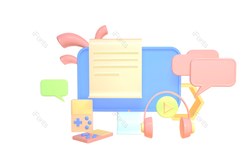 元素图片,立体元素,对话框PNG,卡通电脑免抠素材